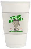 500ml PLA Double Wall Compostable Paper Coffee Cup With Sleeve