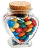 90 gram Glass Heart Jar M&Ms