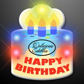 Twinkling Happy Birthday Cake LED Light Up Badge