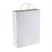 D1B Large Tall White Eco Shopper With Twisted Paper Handle