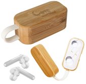 Gretna TWS Earbuds In Bamboo Charging Case