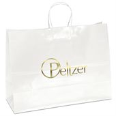 H1G Large White Horizontal Gloss Paper Bag Twisted Paper Handles