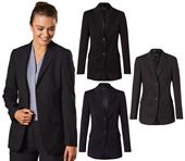 Ladies Poly/Viscose Stretch Two Buttons Mid Length Jacket