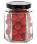 Large Hexagon Jar Choc Red Balls