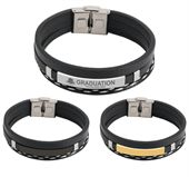 Leather Stitch Accent Layered Bracelet With Hook Buckle