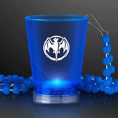 LED Shot Glass Blue With Blue Bead Necklace
