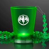 LED Shot Glass Green With Green Bead Necklace