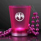 LED Shot Glass Pink With Pink Bead Necklace
