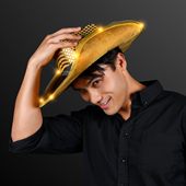 Shiny Flashing LED Brim Gold Cowboy Hat