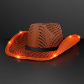 Flashing LED Brim Orange Cowboy Hat