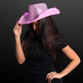 Shiny Flashing LED Brim Pink Cowboy Hat