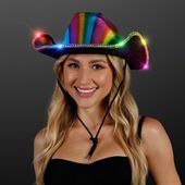 Flashing LED Brim Rainbow Cowboy Hat