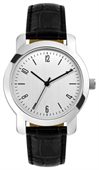 Mens Silver Leather Watch