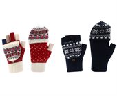 Monti Jacquard Fingerless Gloves with Flip Cover