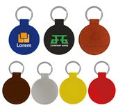 Round Faux Leather Keyring