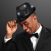 Twinkle Fedora Black Hat With Sequins And LED