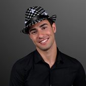 Twinkle Fedora Checkered Hat With Sequins And LED