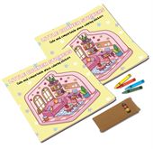 Square Colouring Book And Crayons